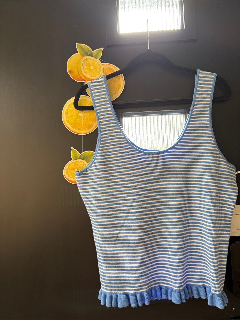 Free Assembly Blue & White Striped Tank Top - Sleeveless Rib Knit NWT